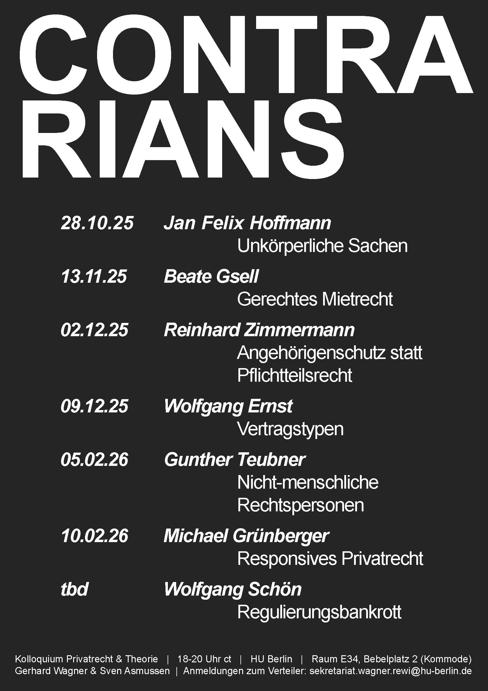 Privatrechtskolloquium "Contrarians" im WiSe 2025/26