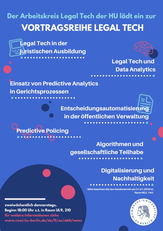 Plakat Vortragsreihe Legal Tech 191015df