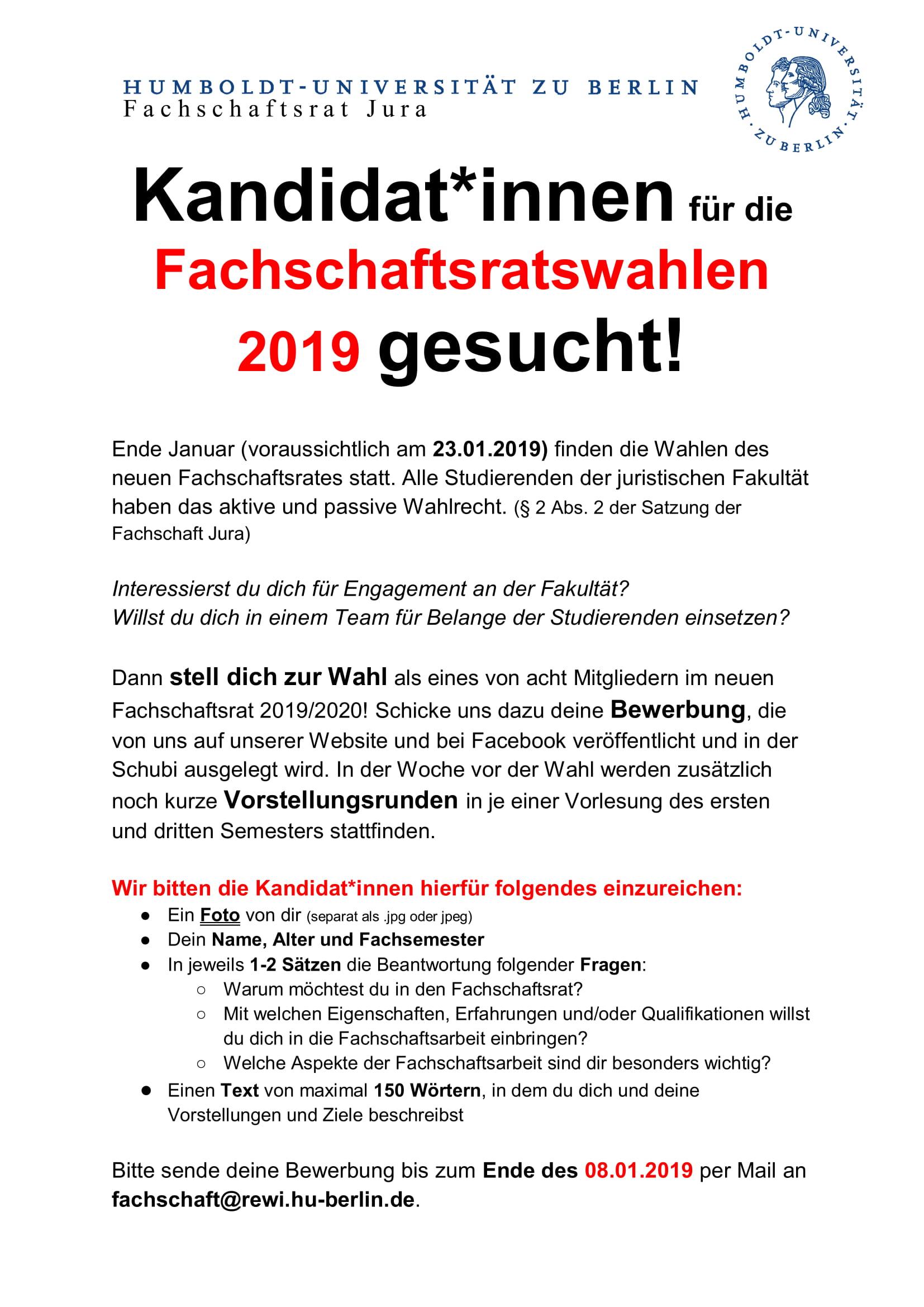 Ausschreibung FSR-Wahlen 2019